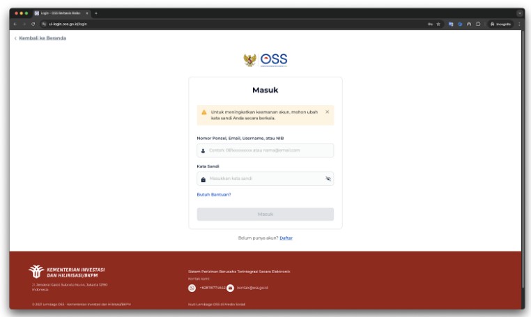 Mengubah Data Usaha di OSS