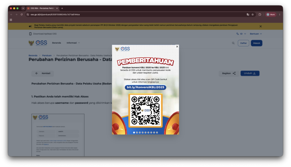 Penyesuaian KBLI 2025 OSS